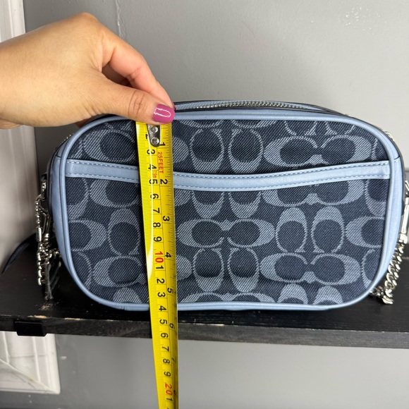 Coach Signature Jacquard Crossbody in Navy and Light Blue Trim - Picture 9 of 11
